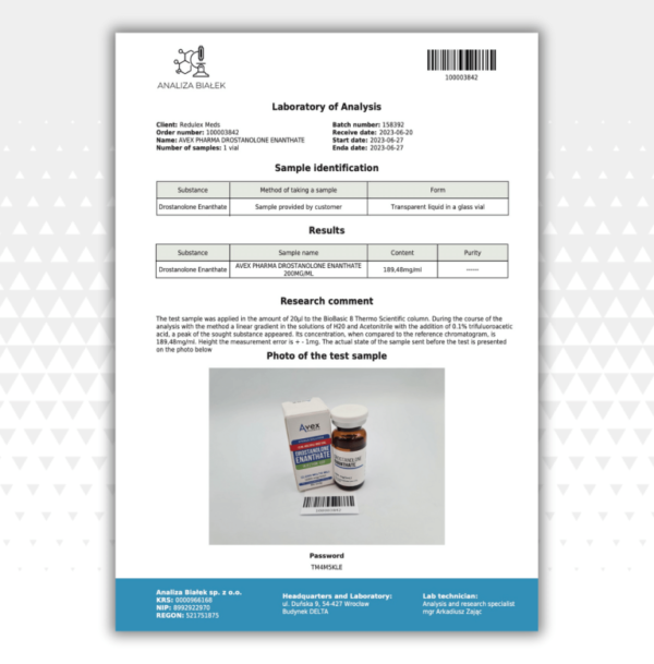 Drostanolone Enanthate (Avex Pharma) (2000 mg) - obrazek 2